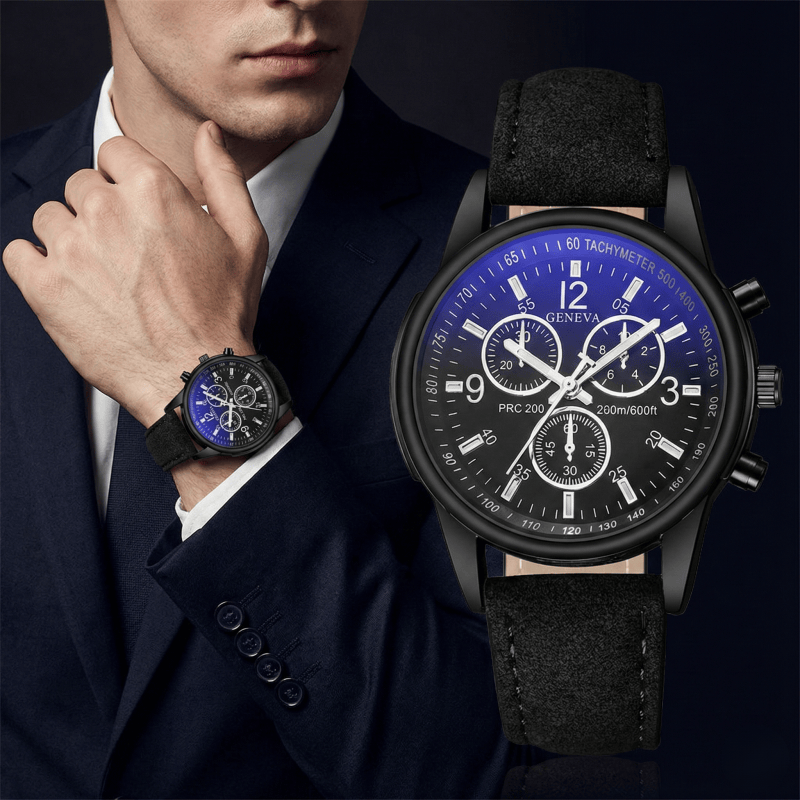 Smartwatch Watches Best Gift For Men - Geneva Men's Chronograph Watches Casual Leather