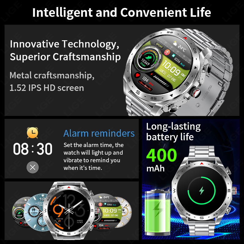 LIGE TWS Earbuds Bluetooth Hea - Smartwatch Noise Watches For Men 评论和价格