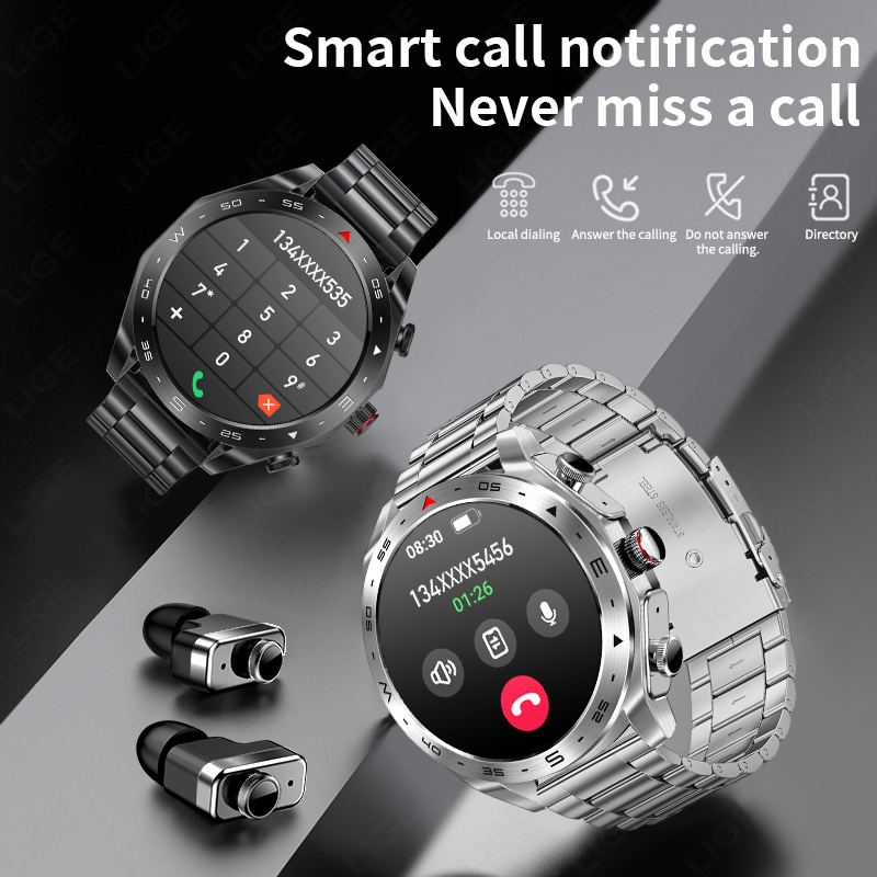 LIGE TWS Earbuds Bluetooth Hea - Smartwatch Noise Watches For Men 评论和价格