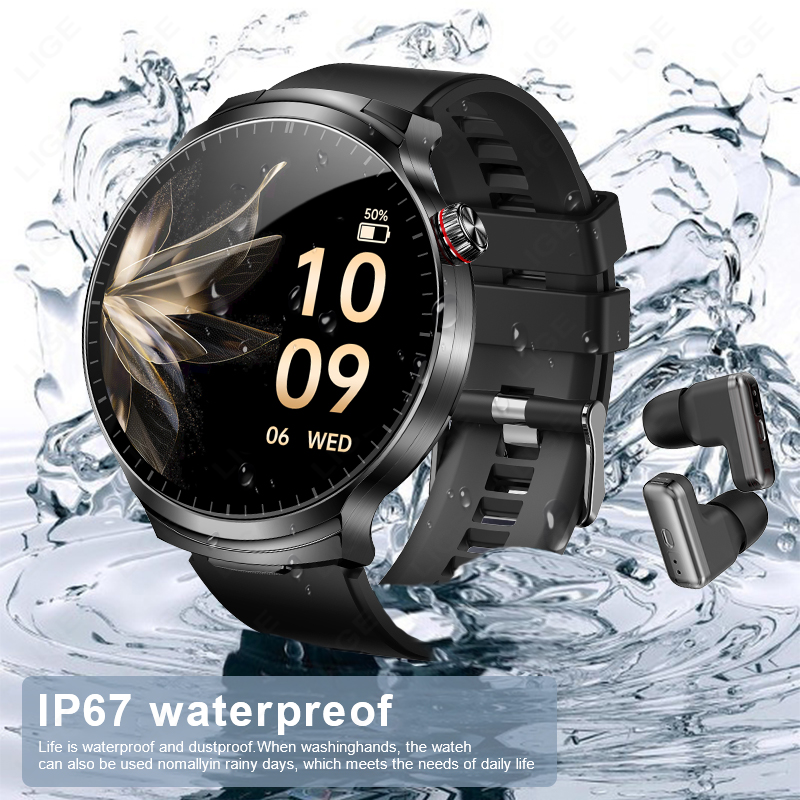 LIGE New TWS 2 in 1 Headset Sm - Smartwatch Noise Watches For Men 评论和价格