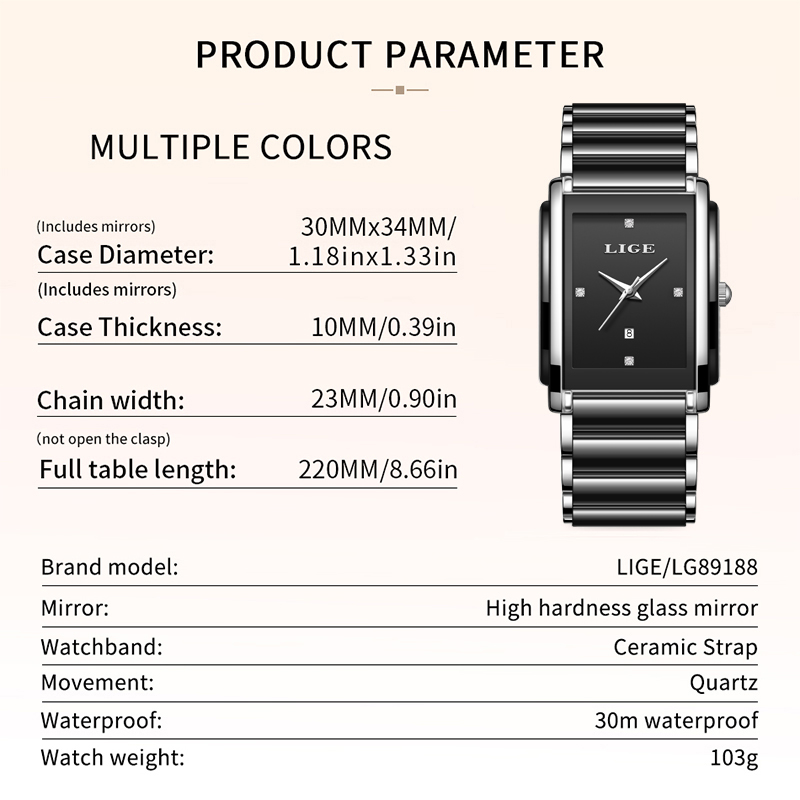 LIGE New Luxury Women Watches  - Luxury Ceramic Watch 评论和价格