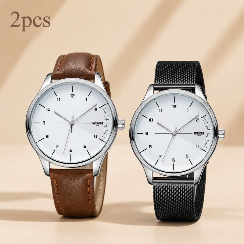 2Pcs YAZOLE Men Business Watch - Smartwatch Watches Best Gift For Men 评论和价格