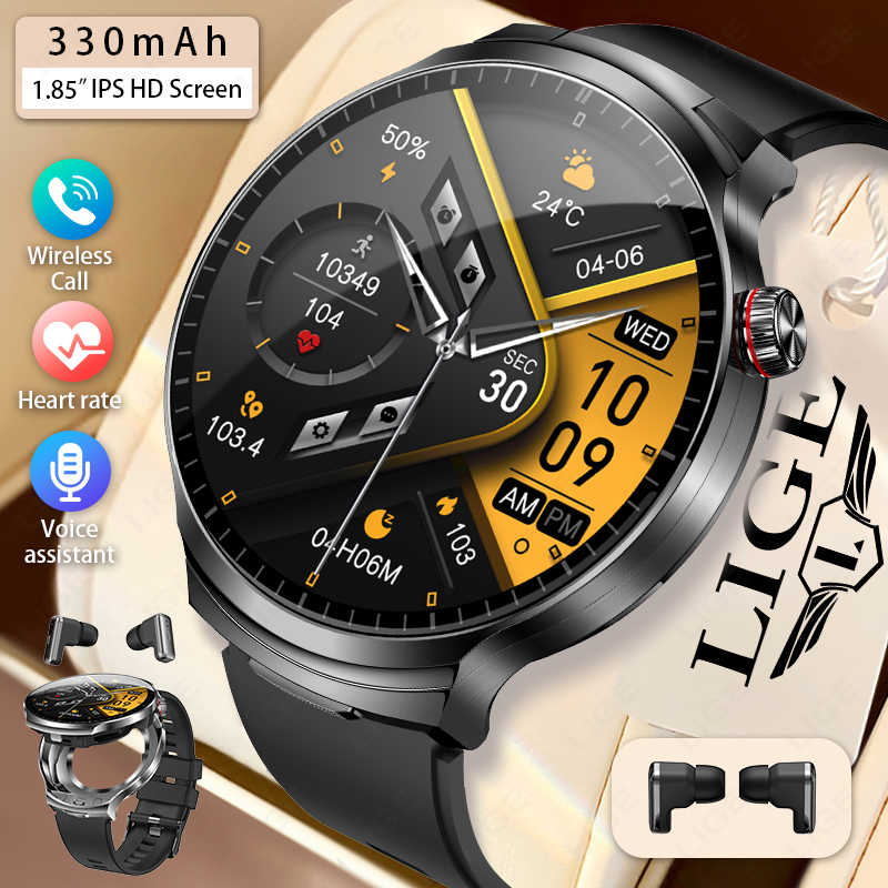 LIGE 2026 New TWS 2 in 1 Heads - Smartwatch Noise Watches For Men 评论和价格
