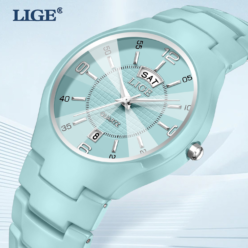 LIGE Elegant Woman Watch Fashi - Luxury Ceramic Watch 评论和价格
