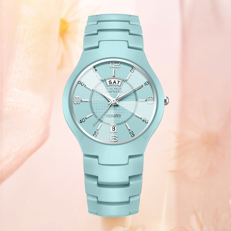 LIGE Elegant Woman Watch Fashi - Luxury Ceramic Watch 评论和价格