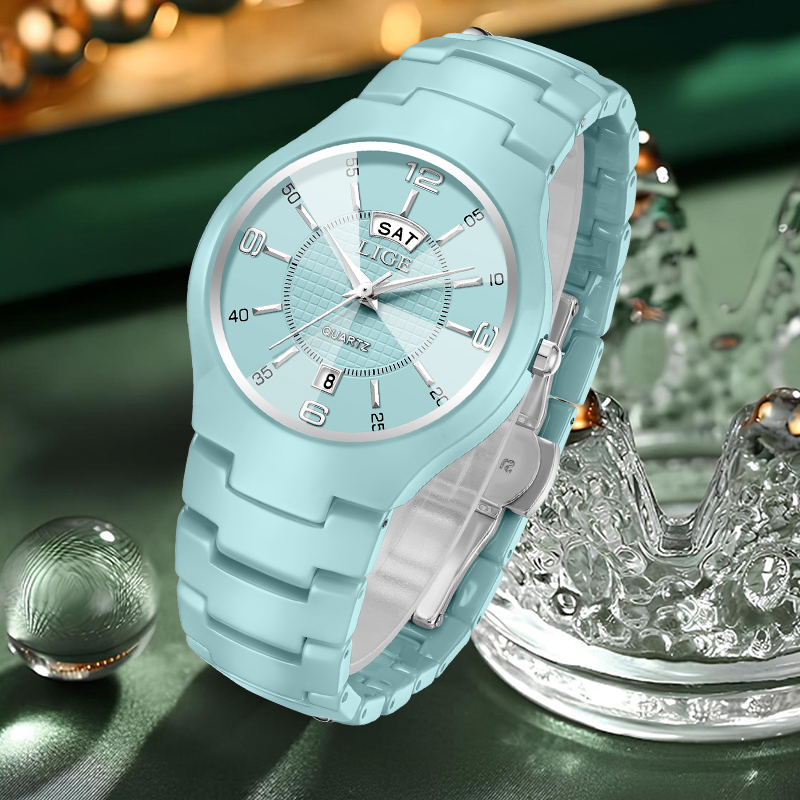 LIGE Elegant Woman Watch Fashi - Luxury Ceramic Watch 评论和价格