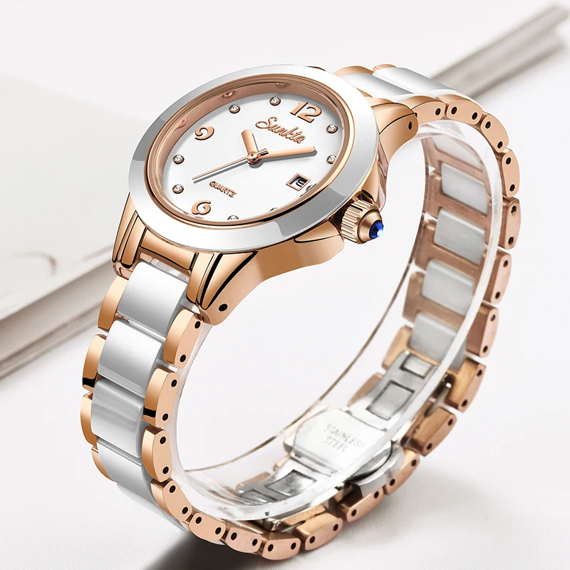 Sunkta Fashion Casual Quartz W - Luxury Ceramic Watch 评论和价格