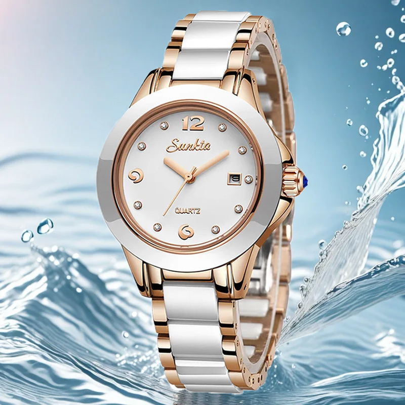 Sunkta Fashion Casual Quartz W - Luxury Ceramic Watch 评论和价格