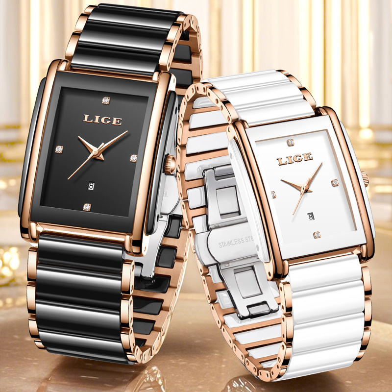 LIGE Fashion Elegant Women's W - Luxury Ceramic Watch 评论和价格
