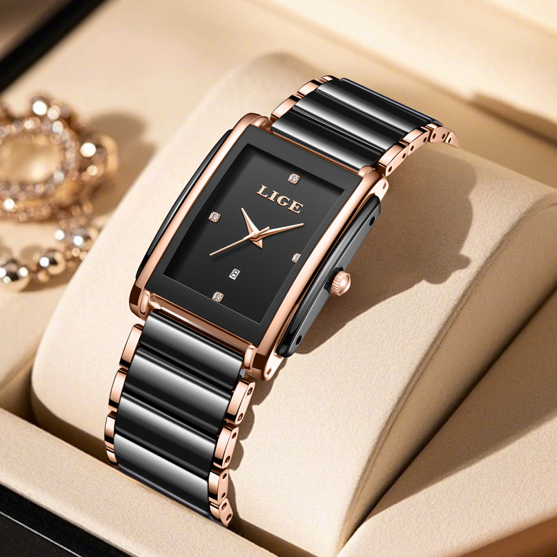LIGE Fashion Elegant Women's W - Luxury Ceramic Watch 评论和价格