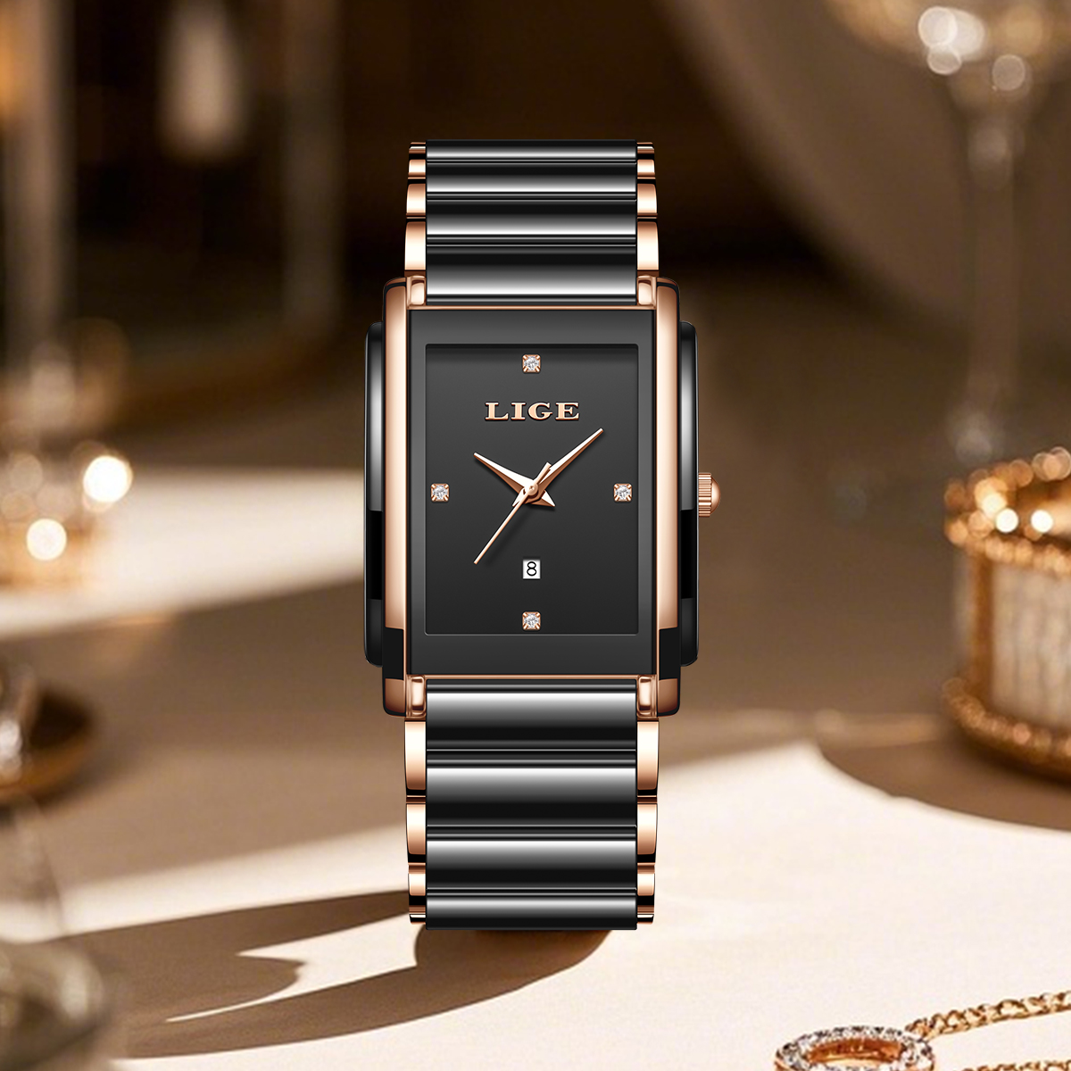 LIGE Fashion Elegant Women's W - Luxury Ceramic Watch 评论和价格
